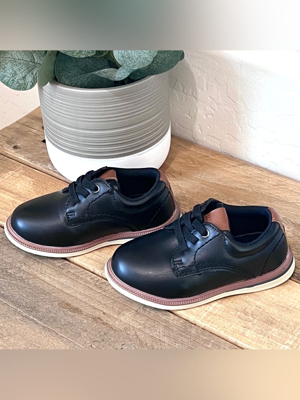Max + Jake Lil Oscar Black Oxford Toddler Dress Shoes 7M